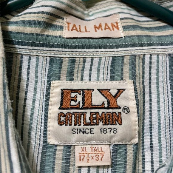 Vintage Ely Cattleman Men's Striped Long Sleeve Pearl Snap Shirt Size Tall XL - Picture 6 of 6